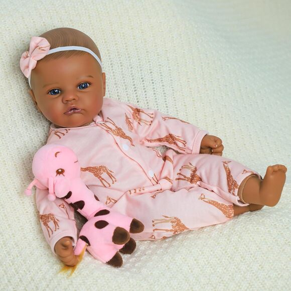 Realistic Black Reborn Baby Doll Girl 18 Inch Soft Body Lifelike Toy with Outfit - Picture 2 of 9